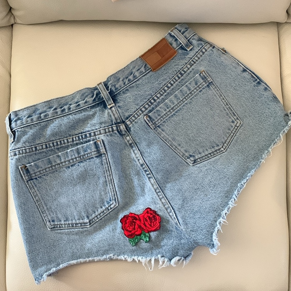 Tommy Hilfiger Denim Cutoff Shorts with Rose Patches